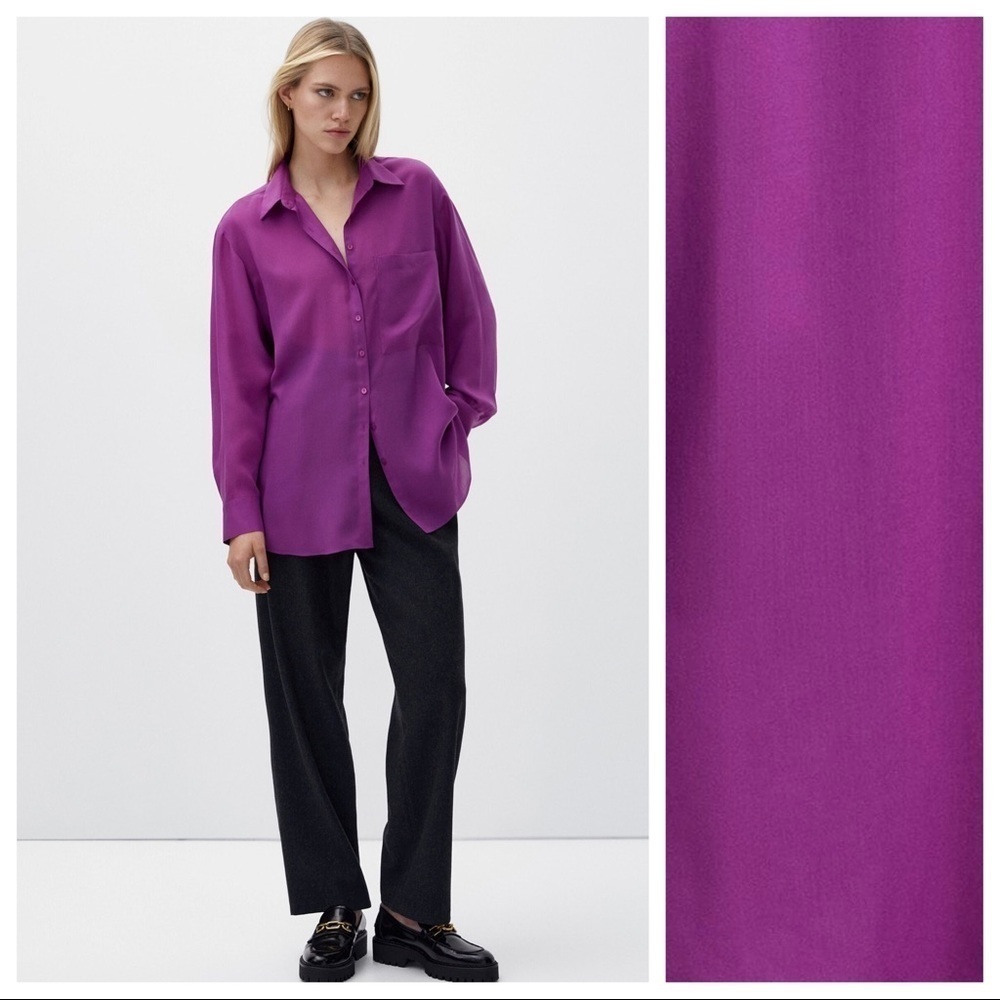 NWOT. Massimo Dutti Purple 100% Lyocell Flowing Shirt. Size XS.